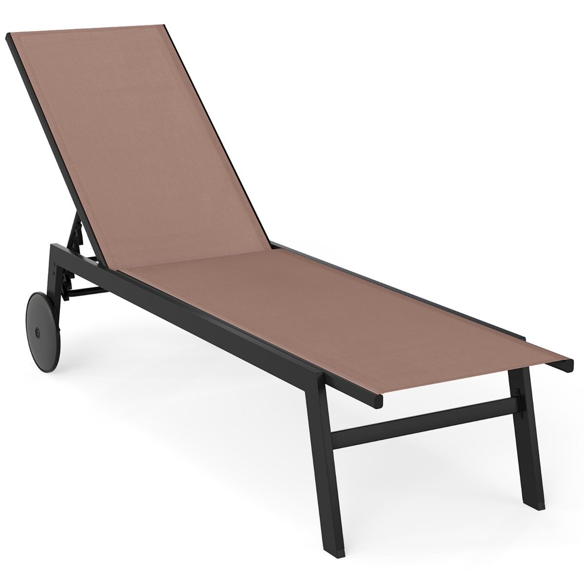 Chaise longue de jardin Coast sur roulettes - dossier réglable sur 6 positions - revêtement respirant - marron - 1 pièce