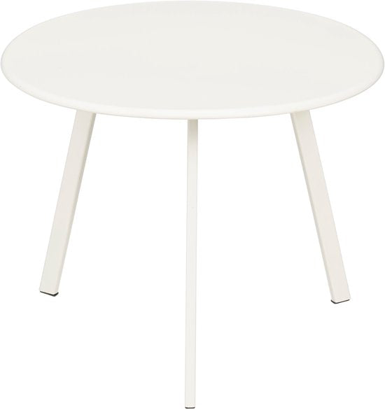 Table d'appoint d'extérieur Mica Decorations Seattle - Table basse ronde - Table pour plantes et table basse - H 30 x Ø 38 cm - Métal - Blanc