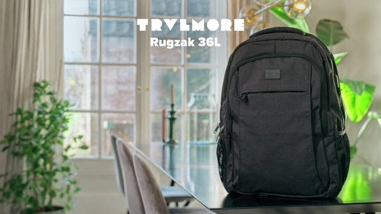 TRVLMORE Sac à dos - 36L - 17.3 inch - Sac à dos pour ordinateur portable - Sac d'école - Unisexe - Gris anti-éclaboussures