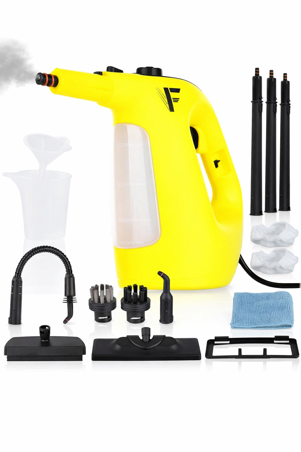 Nettoyeur vapeur portatif 1500 W - Neighbour's Friend 2-en-1 - 120 cm - 450 ml - 4 m Cordon - Jaune