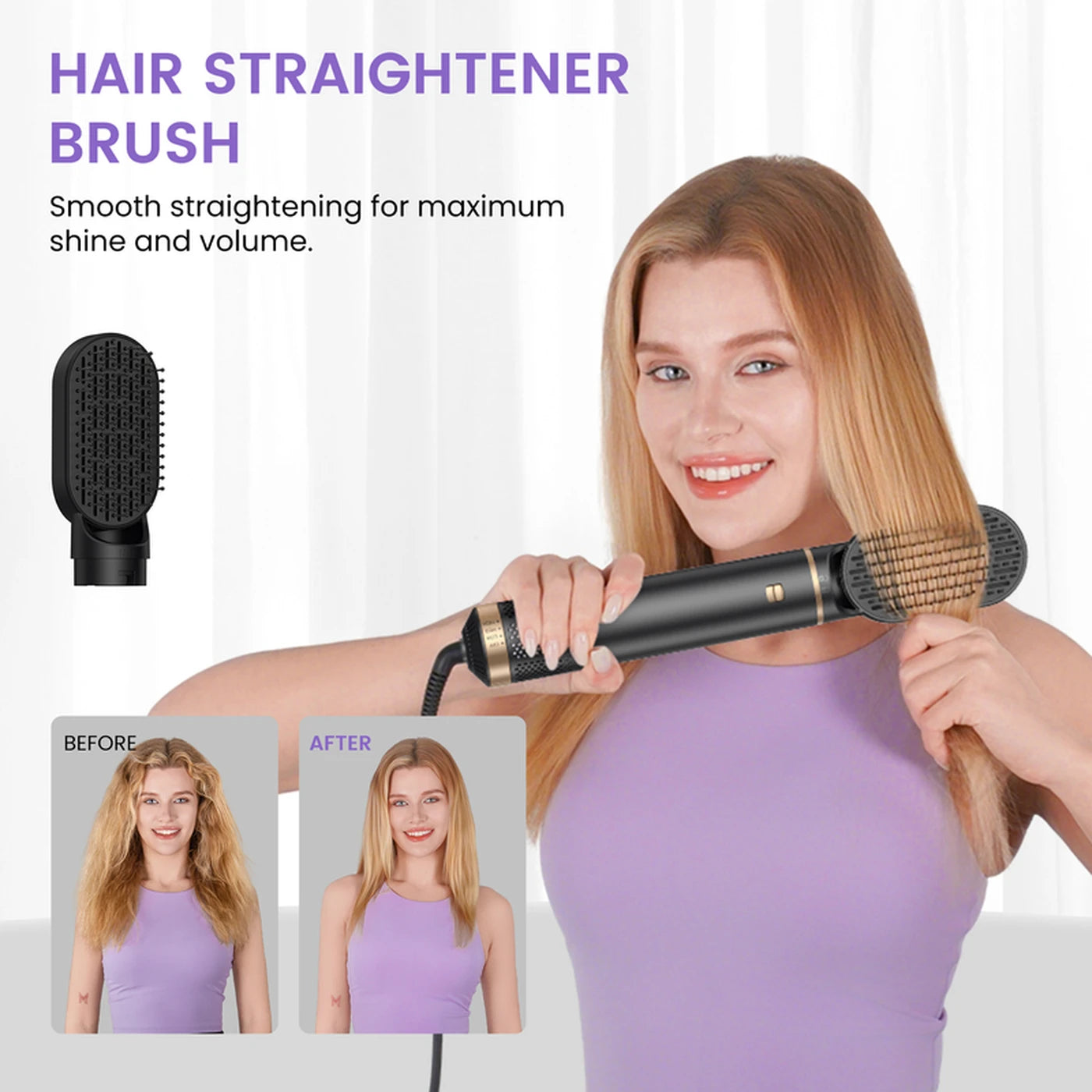 Appareil de coiffure 5-en-1 Atopskins – Sèche-cheveux, fer à friser, brosse lissante et brosse chauffante