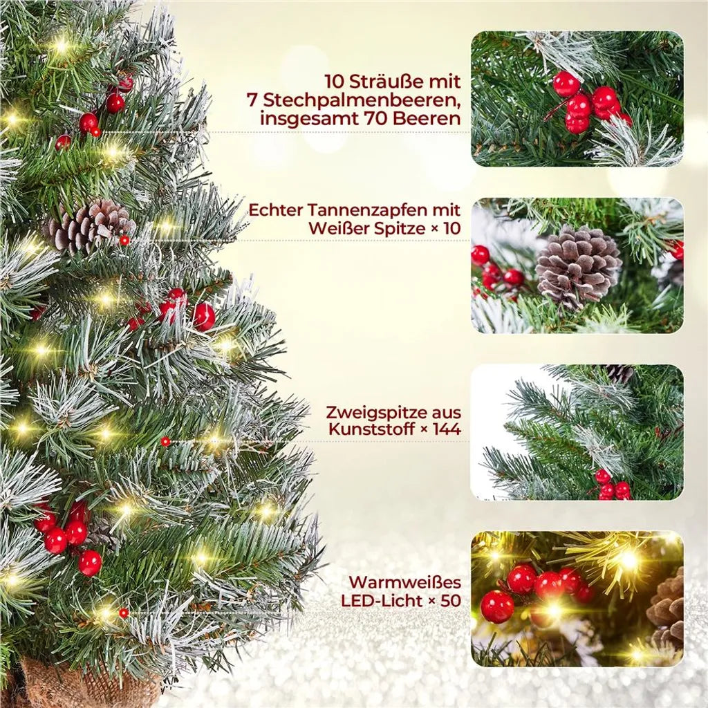 Yaheetech : lot de 2 sapins de Noël artificiels de 92 cm avec neige et LED