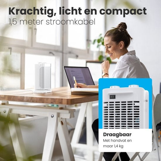 Auronic Electric Heater - Radiateur à ventilateur - 2 étages - 1500W - Indication LED - Rotatif - Blanc
