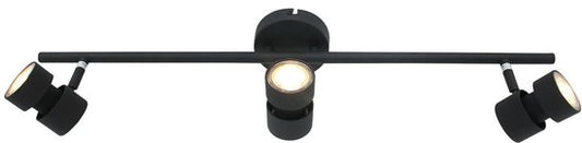 Spot Natasja 7903ZW noir, plafonnier à 3 lumières avec variateur, douilles GU10, structure en métal et en plastique, design moderne, 68 cm de large – Steinhauer