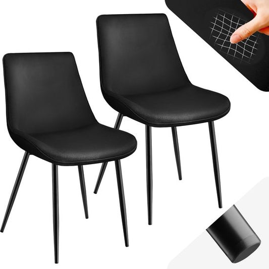 tectake® chaises de salle à manger set of 2, chaises rembourrées en velours avec dossier, chaise de salon ergonomique avec assise rembourrée en velours, chaise de cuisine confortable, pieds en métal noir - noir