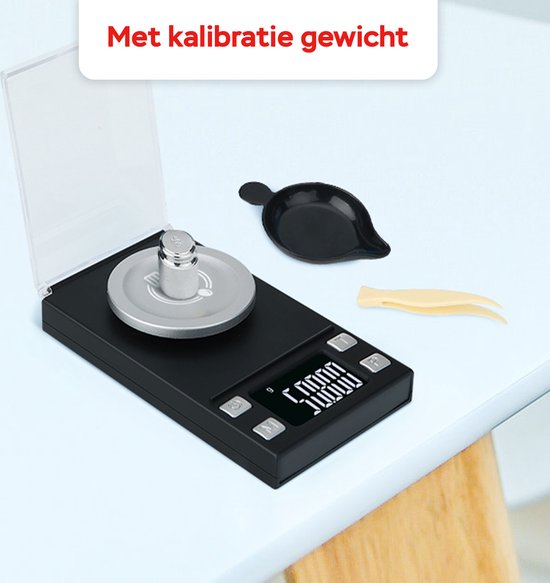 Kitchenwell mini balance de cuisine de précision numérique - 0,001 à 100 grammes - 11,0 x 6,3 cm - balance de poche à piles - balance de cuisine