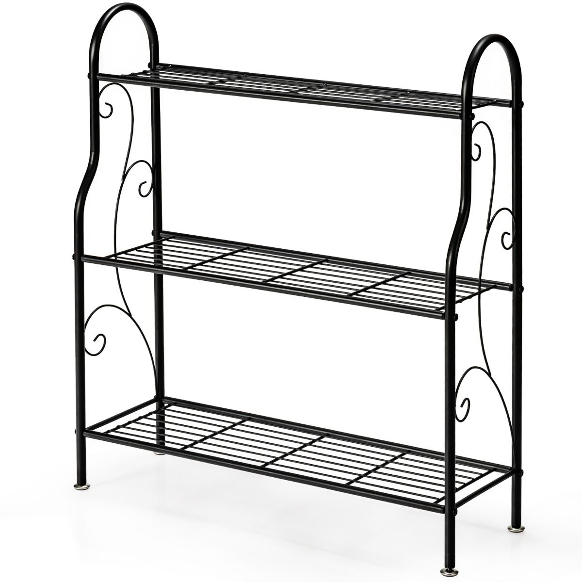 Support à plantes en métal Coast - 3 niveaux - Étagère de rangement multifonctionnelle - Noir 72 x 25 x 85 cm