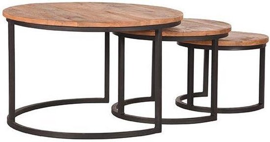 Trend Living Set Three XXL Table basse - Marron - Bois