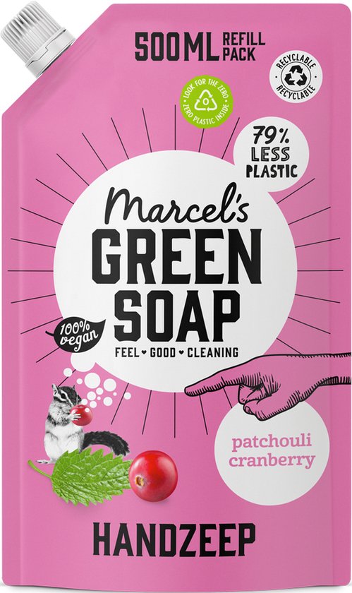 Recharge de savon pour les mains Marcel's Green Soap - Patchouli & Canneberge - 6 x 500 ml