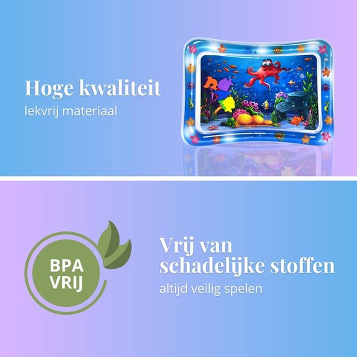 Tenify Waterspeelmat - Watermat - Speelkleed - Opblaasbaar - Tummy Time - Baby Speelgoed 0 Jaar - Kraamcadeau - Blauw