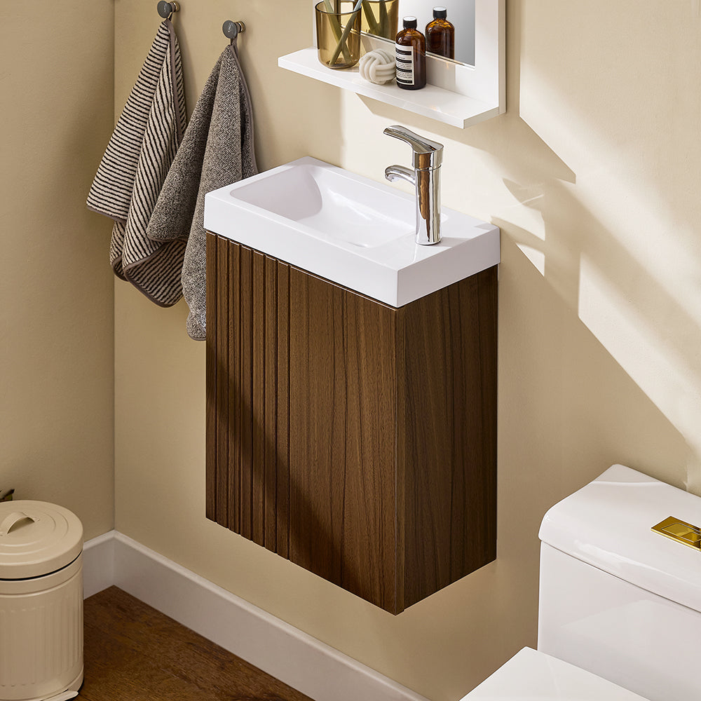 Meuble de salle de bain compact et élégant avec évier - SoBuy BZR196-BR (40 x 22 x 56 cm)