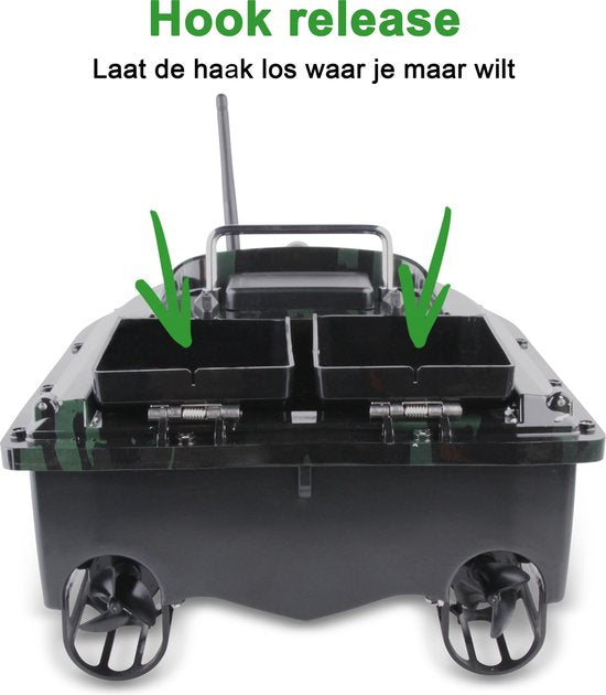 BUDDIE'S® Feedboat - Charge utile 3KG - 2 Feeders - Eclairage - Portée 500 mètres - Sac de rangement - Feedboat Carpe - Baitboat - Pêche à la carpe