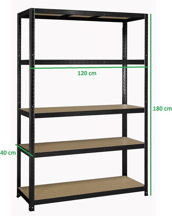 Erro Storage Rack XL - Largeur 120 cm - Capacité 875 kg - Montage sans vis -Noir