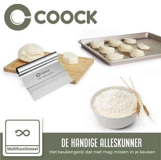 COOCK - Grattoir à pâte en acier inoxydable - Grattoir à pâte - Coupe-légumes - Couteau à pizza - Coupe-pâte - Grattoir pour gâteaux et tartes