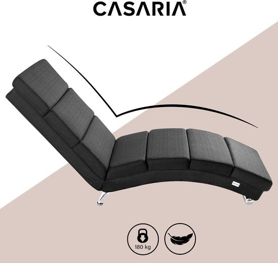 Casaria Recliner London - Chaise longue chromée - Anthracite