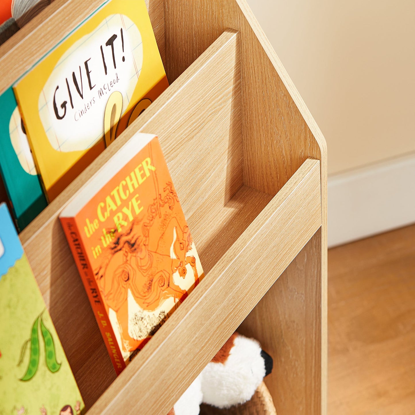 SoBuy KMB01-N Bibliothèque enfant en bois - 73x30x80 cm - 3 étagères et 2 compartiments ouverts