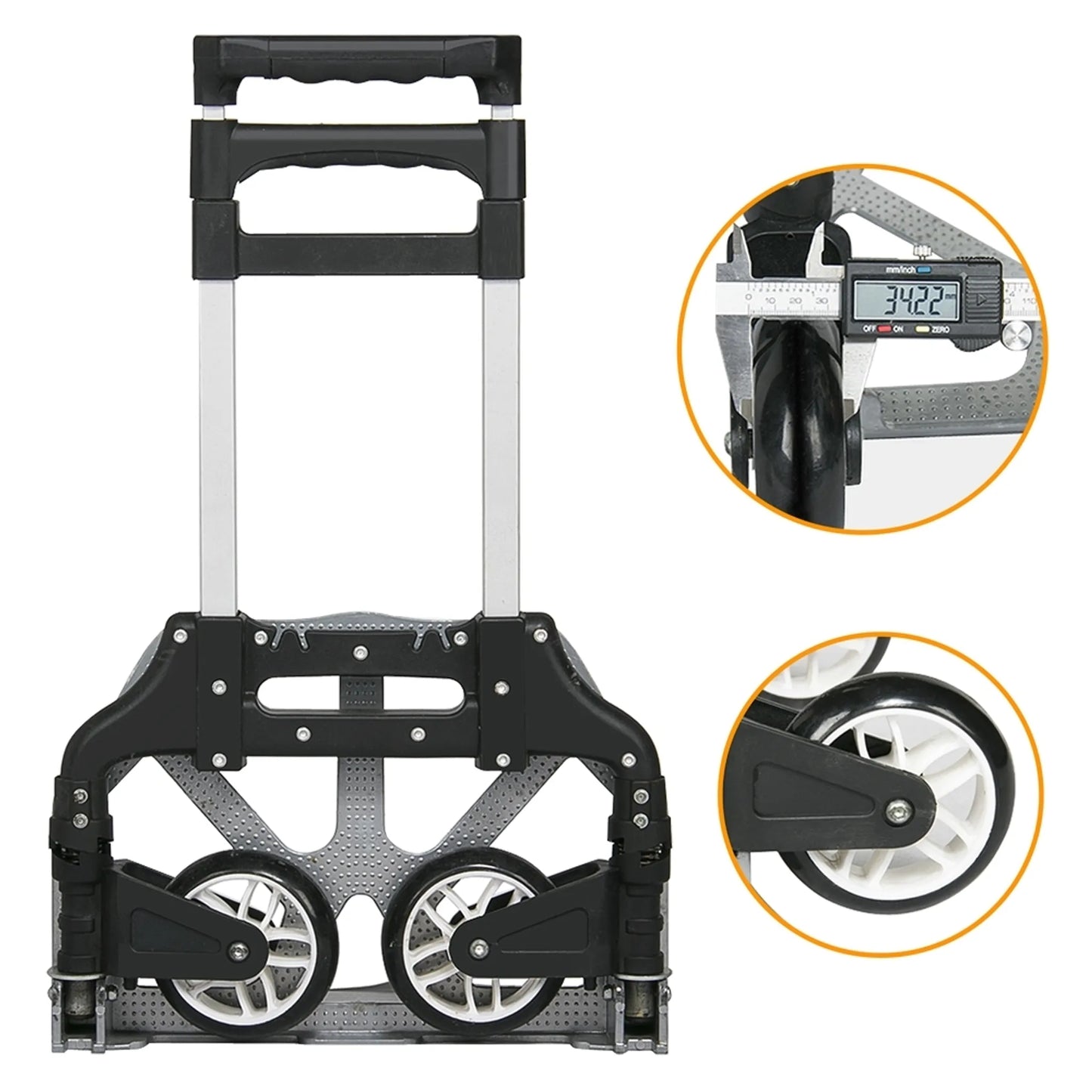 Yaheetech Chariot pliable 75 kg - équipé d'une poignée télescopique, de roues en caoutchouc et d'un câble de tension - pour le transport et le déménagement - aluminium et plastique noir et argent - 39,5 x 39,5 x 100 cm