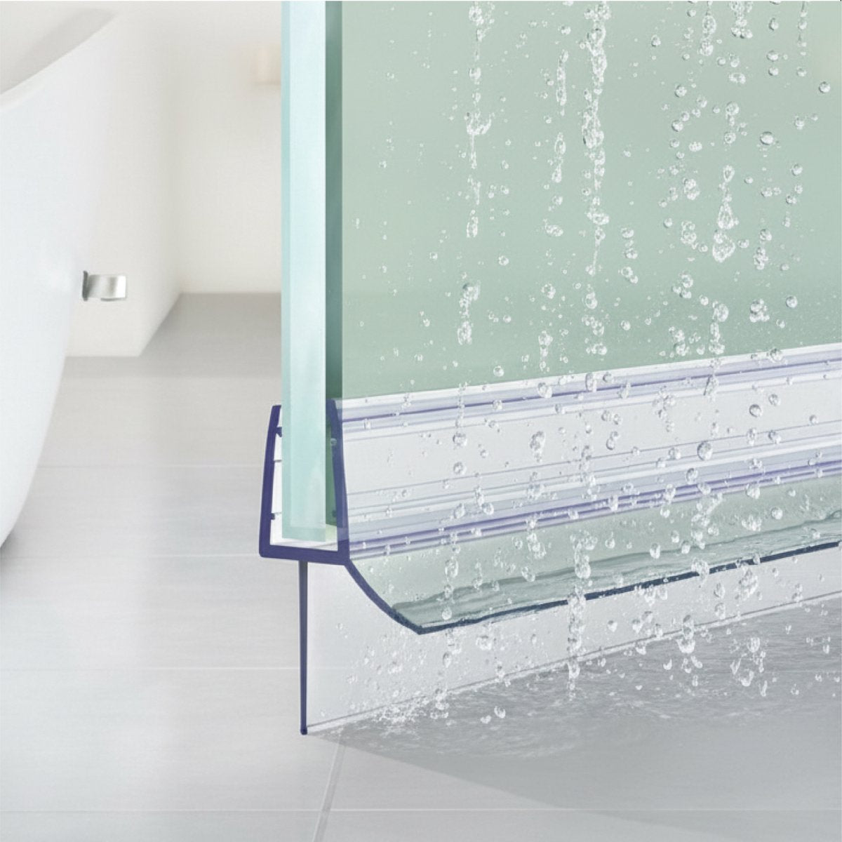 Bandes de douche Luft pour le bas - Lot de 2 - Transparentes - 100 cm par bande - Pour une épaisseur de verre de 8 à 12 mm - À découper sur mesure