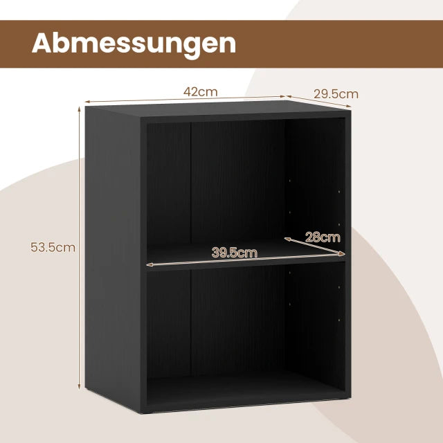 Étagère Coast avec 2 compartiments ouverts – Étagère réglable – 42 x 29,5 x 53,5 cm – Noir