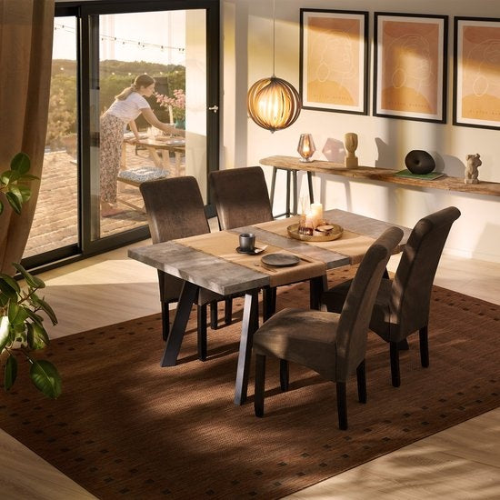 tectake® - 2 chaises de salle à manger avec assise ergonomique - gris marbré - 403627