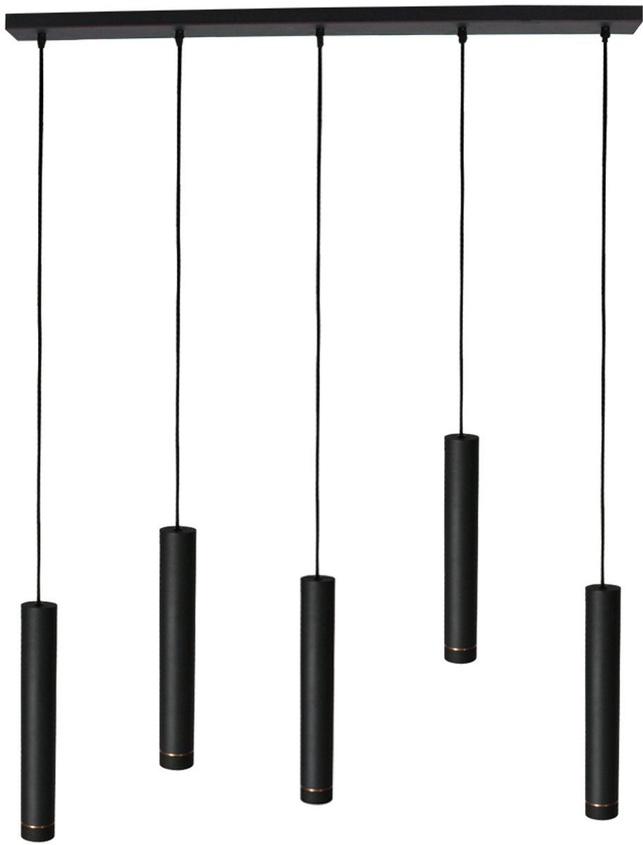 Mexlite Lampe pendante DownLume - 5 Lumières - Métal noir - Grande lampe de table de salle à manger - GU10 - Design moderne