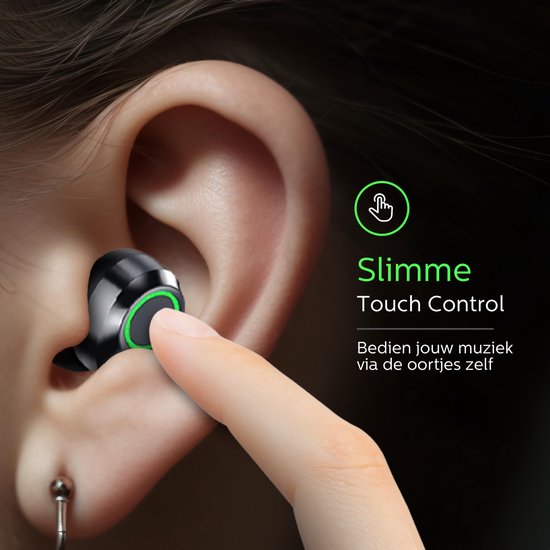 Otiume - Ecouteurs sans fil - Son HiFi Extra Bass - Commandes tactiles - Ecouteurs sans fil - Résistants à la sueur et à la pluie - Ecouteurs pour le sport - Bluetooth