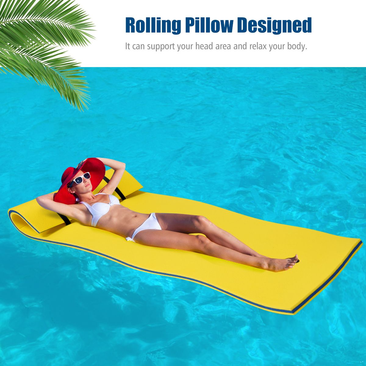 Coast Watermat Tapis flottant en mousse XPE - 220 x 90 x 4 cm - Jaune