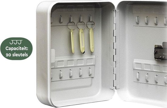 BRASQ Coffre à clés 20 clés avec serrure à combinaison - Coffre à clés, armoire à clés KC300 Gris avec serrure à combinaison