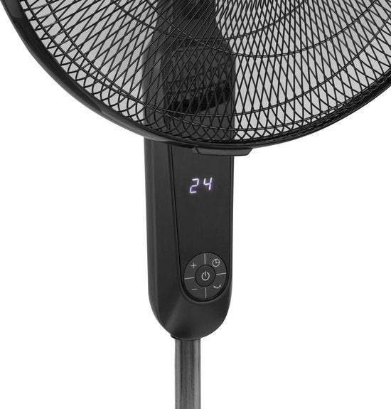 Ventilateur numérique extra-silencieux - Tristar VE-5880 - Ventilateur silencieux - Moteur à courant continu - Ventilateur avec télécommande - Adapté à la chambre à coucher - 40 cm - noir - 24 débits d'air différents - fonction rotative