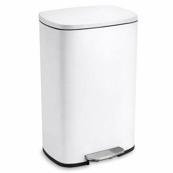 Bayt Poubelle - Poubelle à pédale 50 litres - Poubelle 50 litres - Poubelle 50 litres - Séparation des déchets - Poubelle - inox - Blanc