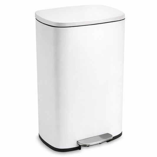 Bayt Poubelle - Poubelle à pédale 50 litres - Poubelle 50 litres - Poubelle 50 litres - Séparation des déchets - Poubelle - inox - Blanc
