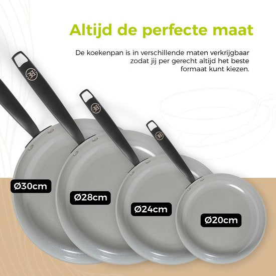 BE Living Essential Poêle à frire - Ø 20 cm - Céramique - Sans PFAS - Induction - Gris