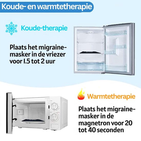 Bonnet anti-migraine - masque anti-migraine - masque anti-mal de tête - pack chaud/froid de 600 grammes