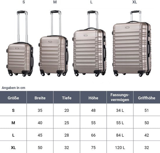 Trolley Travel Case Set / Valise Rome - 4 pièces - Champagne - ABS