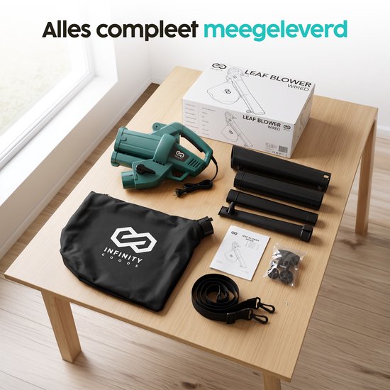 Souffleur et aspirateur électrique Infinity Goods - 3 500 W - Fonction de broyage - Sac de ramassage de 45 L - Avec fil - Vitesse de l'air de 280 km/h
