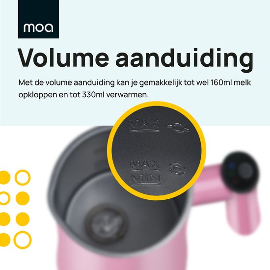 MOA Mousseur à lait électrique - 3 en 1 - Mousseur à lait pratique - 330 ML - Pour Cappuccino - Fouet à lait - Rose