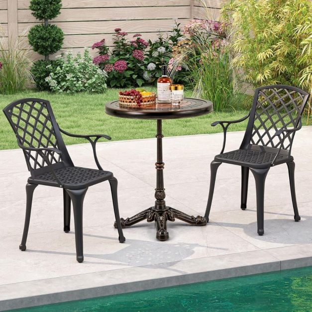 Coast Round Bistro Table - Table de jardin en fonte d'aluminium Ø60.5 x 73 cm - Bronze