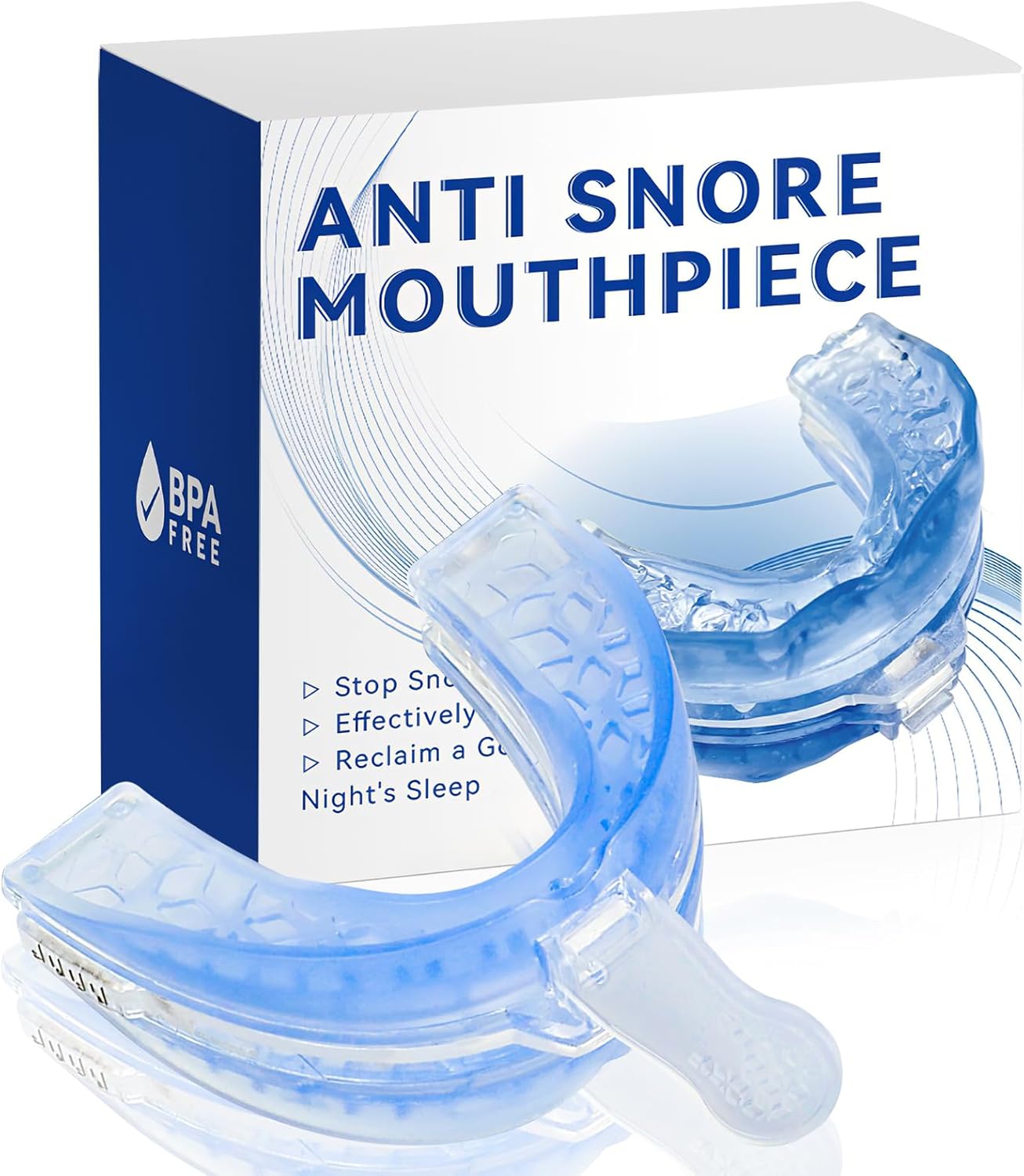 Gouttière anti-ronflement SuWeei réglable – Gouttière anti-ronflement pour adultes – EVA – Bleu