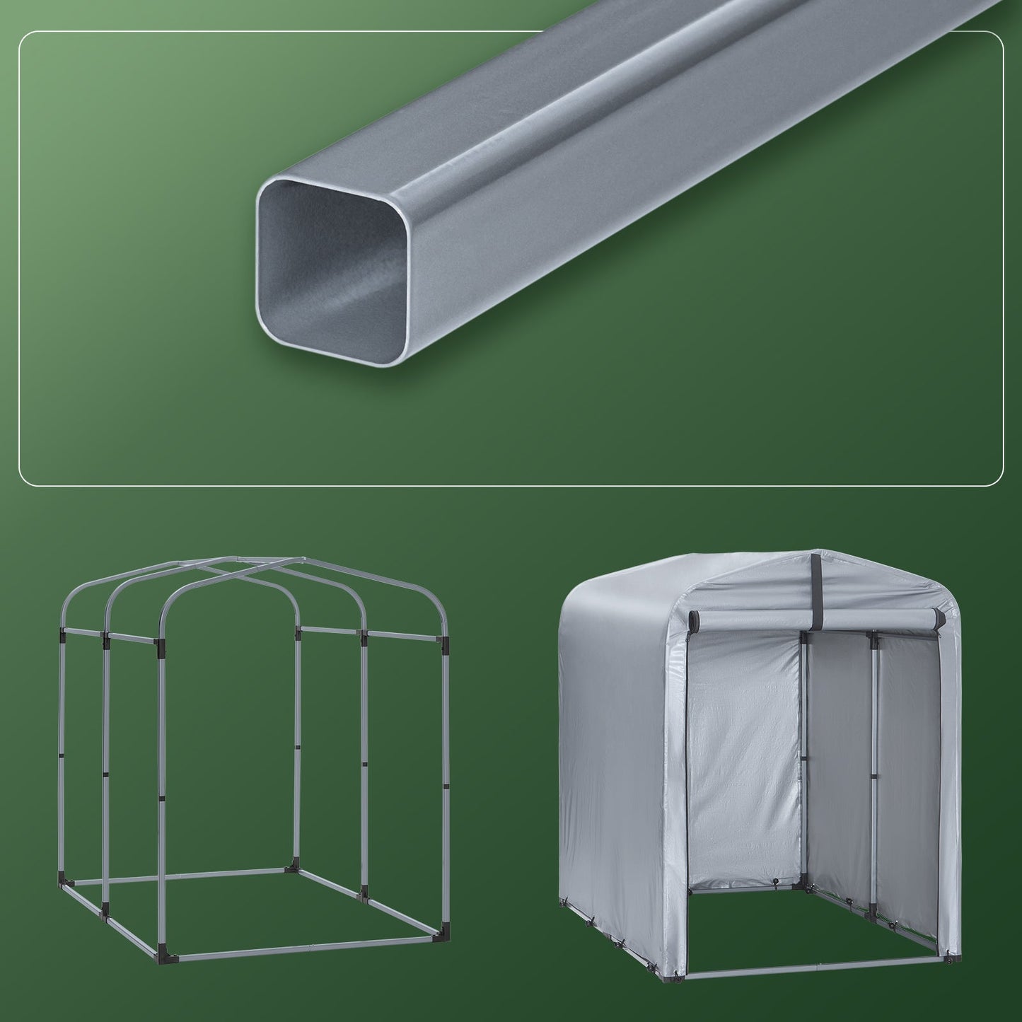 SoBuy KLS11-K Abri de jardin extérieur, étanche, abri vélo et rangement, argent, 120 x 176 x 163 cm