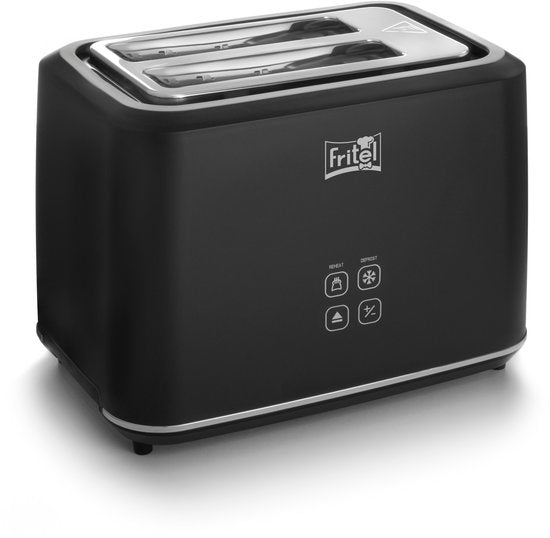 Grille-pain FRITEL TO 2995 - Grille-pain élégant - 2 fentes - 7 niveaux de grillage - 850 W - Écran tactile - Noir mat - Bac à miettes amovible + support pour petits pains
