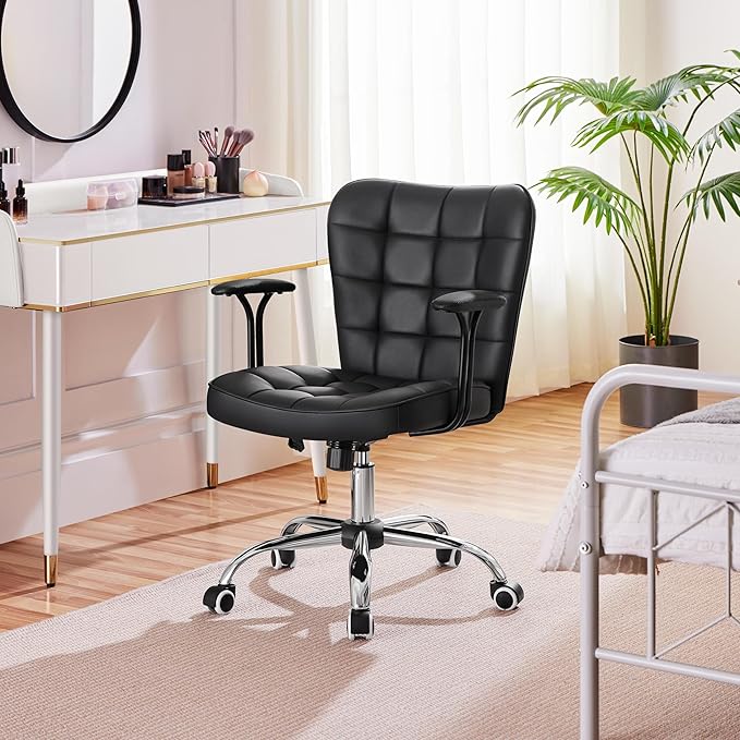 Yaheetech Siège de bureau - Ergonomique - Réglable - Avec accoudoirs amovibles - Noir