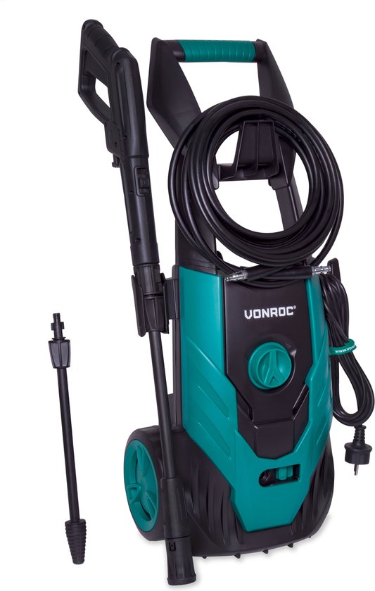 Nettoyeur haute pression - VONROC - V18-1 1800W – 140 bar – 420 l/h – Incl. 8m de tuyau, réservoir de détergent et plus
