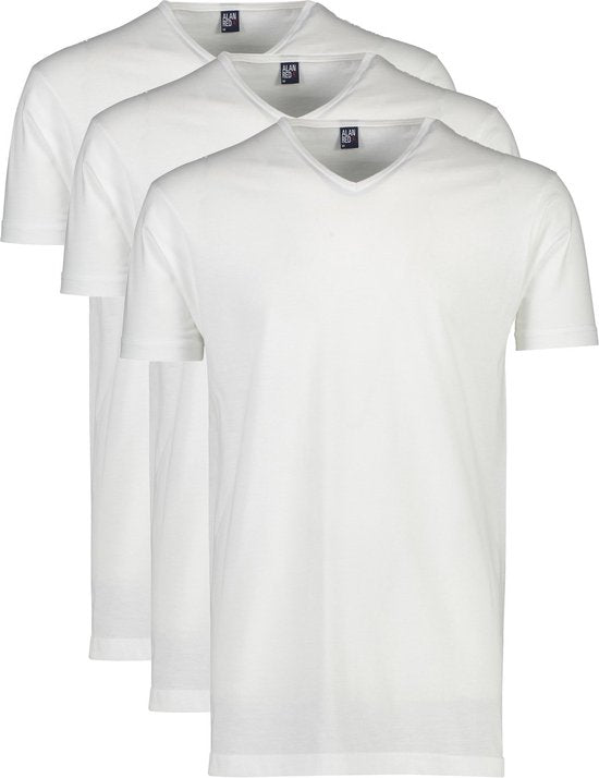 Alan Red - Lot de 3 t-shirts Vermont à col en V, blancs - Homme - Taille XL - Coupe classique