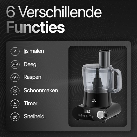 MATTI® 5-in-1 - Robot ménager - 1500 watts - Robot ménager - Robot ménager multifonctions | Blender - Hachoir - Presse-agrumes - Broyeur de glace