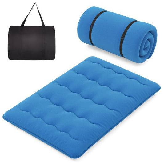 Costway Matelas Futon - avec housse lavable et sac de transport - 203 x 137 x 10 cm - Bleu