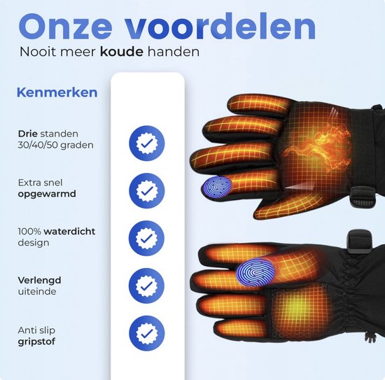 Qualitá® Heated Gloves - Gants chauffants - hydrofuges - Gants électriques Taille XL - Compatibilité écran tactile - Sports d'hiver - Rechargeable