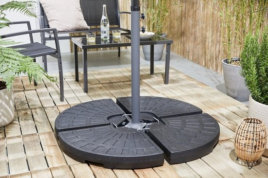 LIFA GARDEN Dalles de lestage remplissables - Socle pour parasol suspendu en noir - Peut être rempli de sable ou d'eau jusqu'à 50 kg - Résiste aux intempéries - 100 x 100 x 8 cm