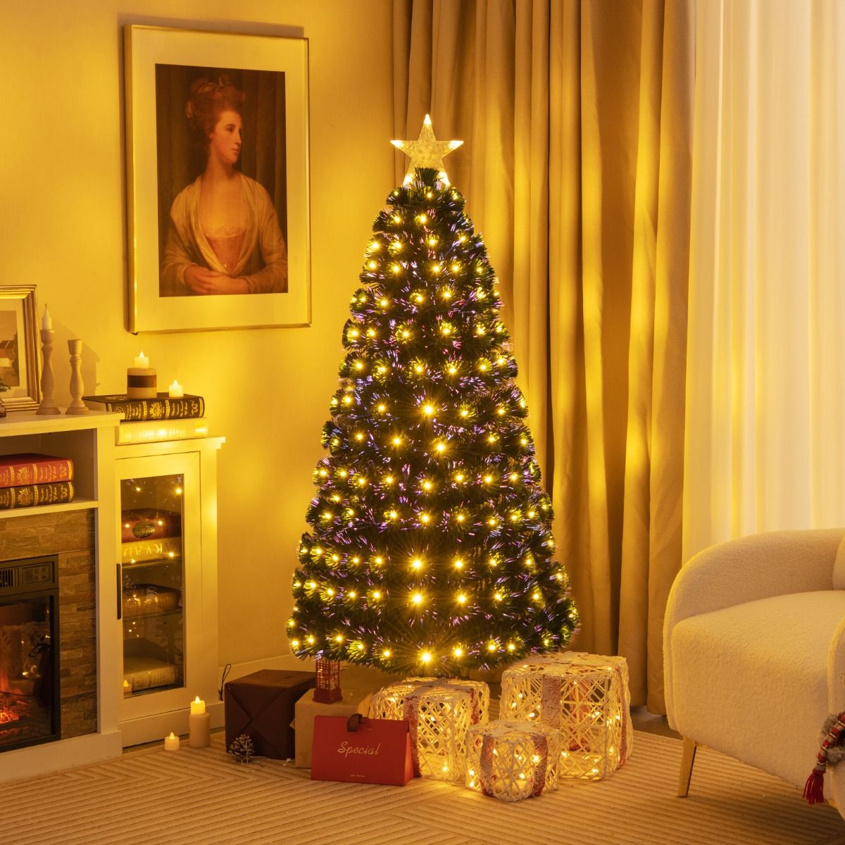 Coast Artificial Christmas Tree - 150 cm - Vert - 170 LED - Avec étoile et 8 niveaux de lumière