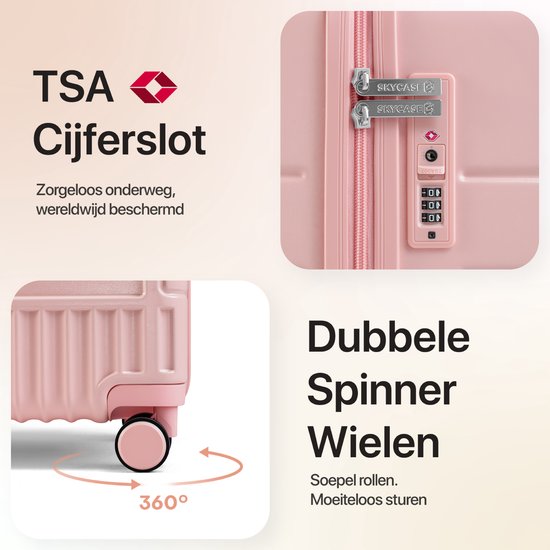 SKYCASES Classic Heritage - Grande valise de voyage - TSA Lock - 76x52x30 cm - 100L - XL Rolling Suitcase - 360° noiseless wheels - Lightweight - Trolley - Pink