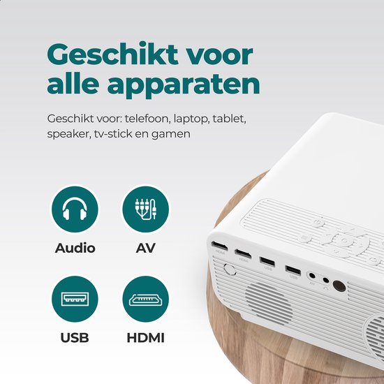 Spoused Beamer - Full-HD - 10 000 Lumens - Streaming depuis votre téléphone avec WiFi - Mini Beamer - Blanc